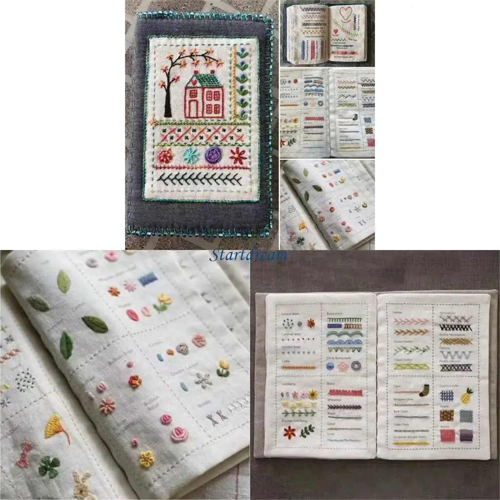 Embroidery Book Stitching Book with Needle Sewing Book Handmade Craft Sewing Tool for Sewing Techniques K92C