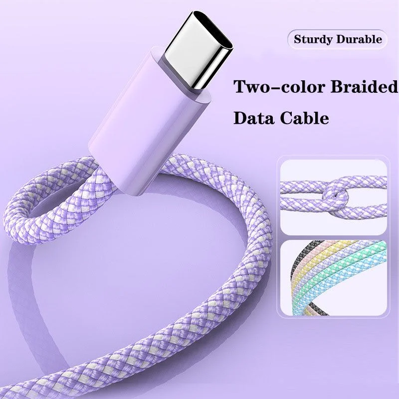 Macaron-Colored Type-C Cable for iPhone 15/16 and Samsung Fast Charging Available in Multiple Colors Cable Lengths: 1m/2m/3m