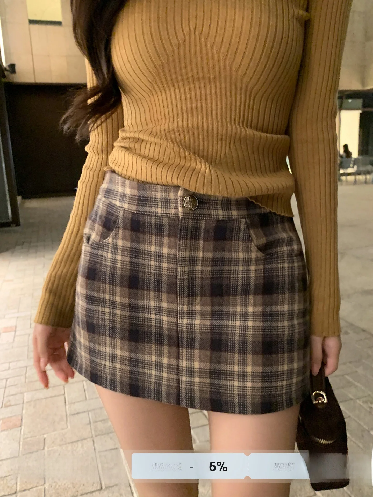 

High Waist A-Line Skirt Women's Plaid Versatile Short Skirt Autumn Winter New Style Casual Comfortable Fabric Skirt