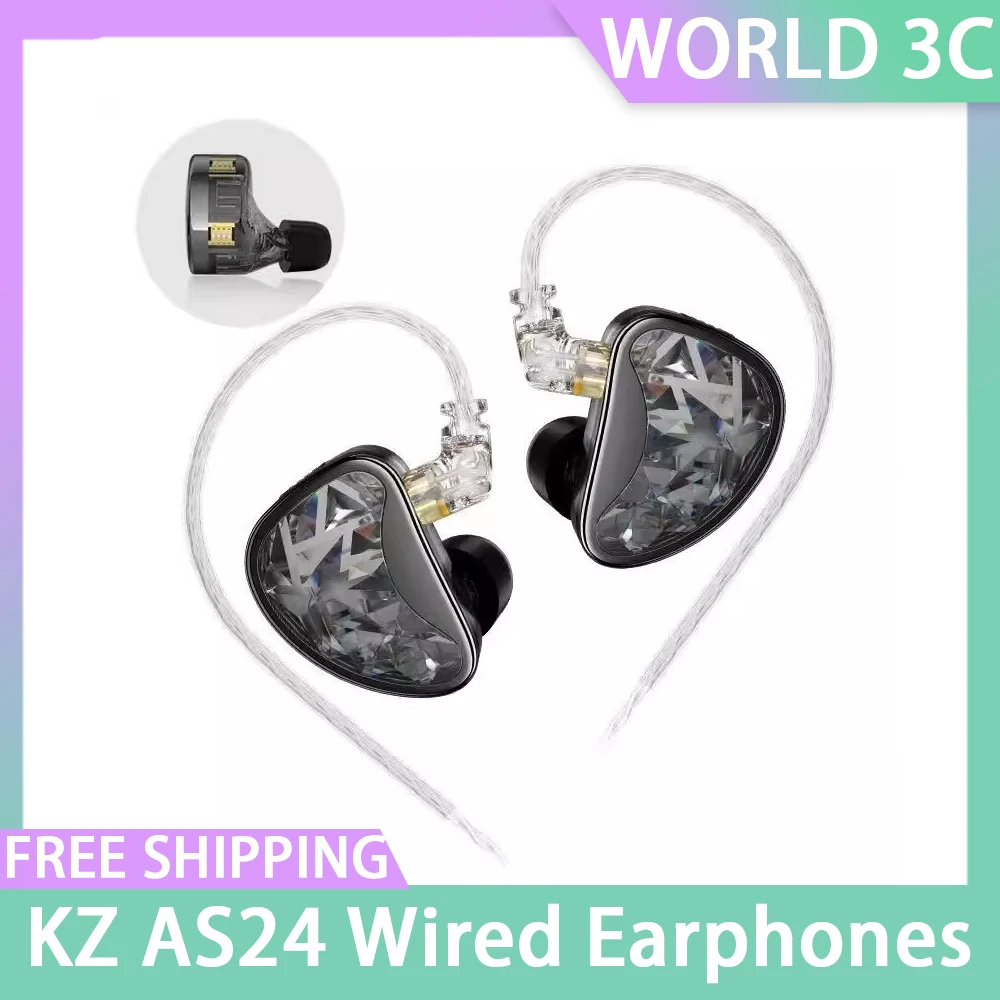 

KZ AS24 24BA Units 12 Balanced Armature HIFI In Ear Earphone DJ Noise Cancelling Earbud Adjustable Tone Headset AST ZSX ZAR AS16