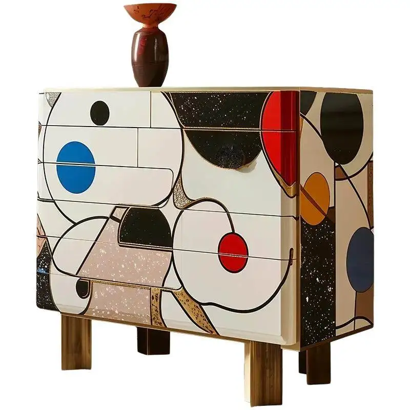 

Original Memphis Painted Sideboard, Decorative Cabinet, Dopamine High-end Modern Aesthetic Storage Decorative Cabinet
