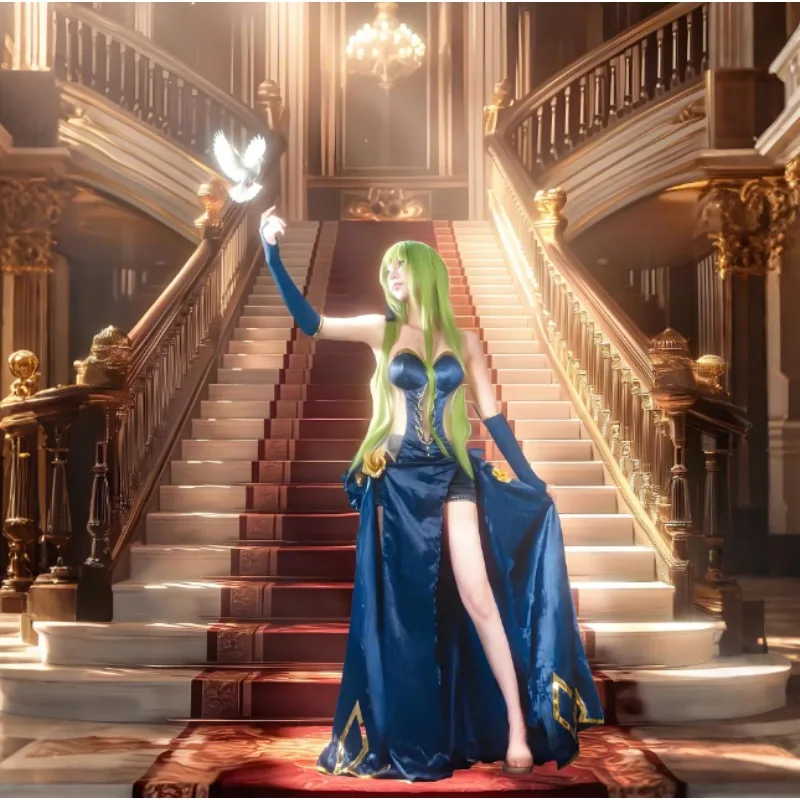 Аниме CODE GEASS Game Mahjongg Soul C.C Косплей Костюм Сексуальное Фиолетовое Платье Костюм Аксессуары Женщины Карнавал СНей Вечеринка Одеваются