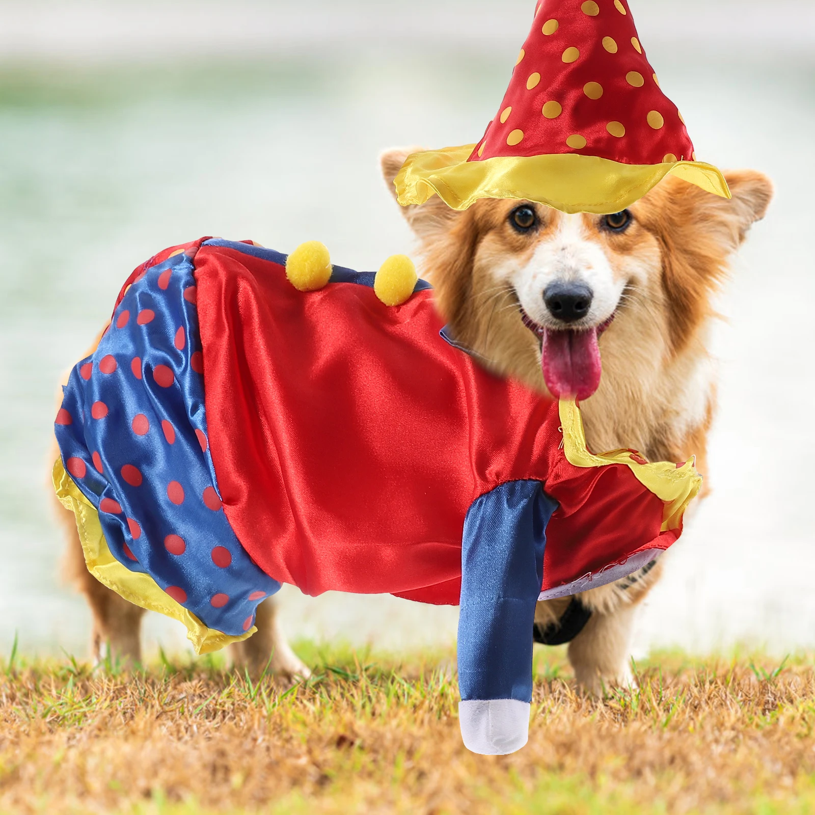 

Pet Dog Clothes Funny Cute Costumes Circus Shirt Clown Shaped Garment Dresses Outfits for Dogs Christmas Dress-up Clothing