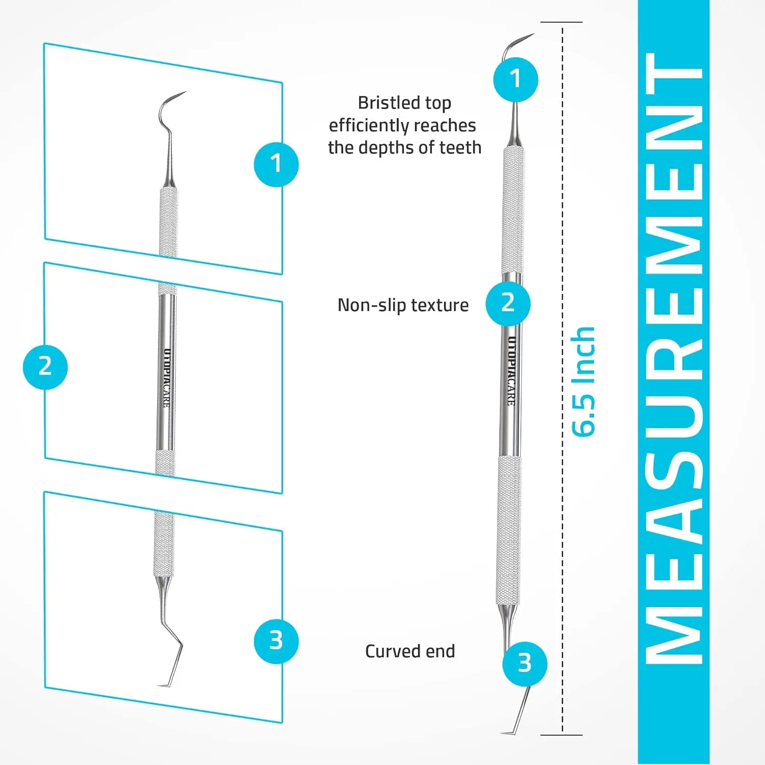 Care Professional Dental Tartar Scraper Tool - Dental Pick, Double Ended Tartar Remover for Teeth, Plaque Remover, Tooth Scraper