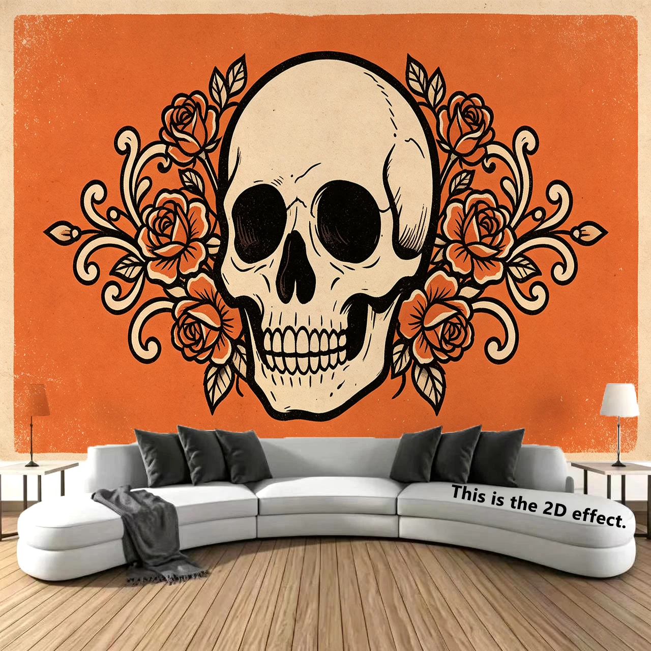 Skull Rose Wall Tapestry Background Cloth Hanging Cloth Bedroom Bedside Decorative Wall Cloth Dormitory Tapestry