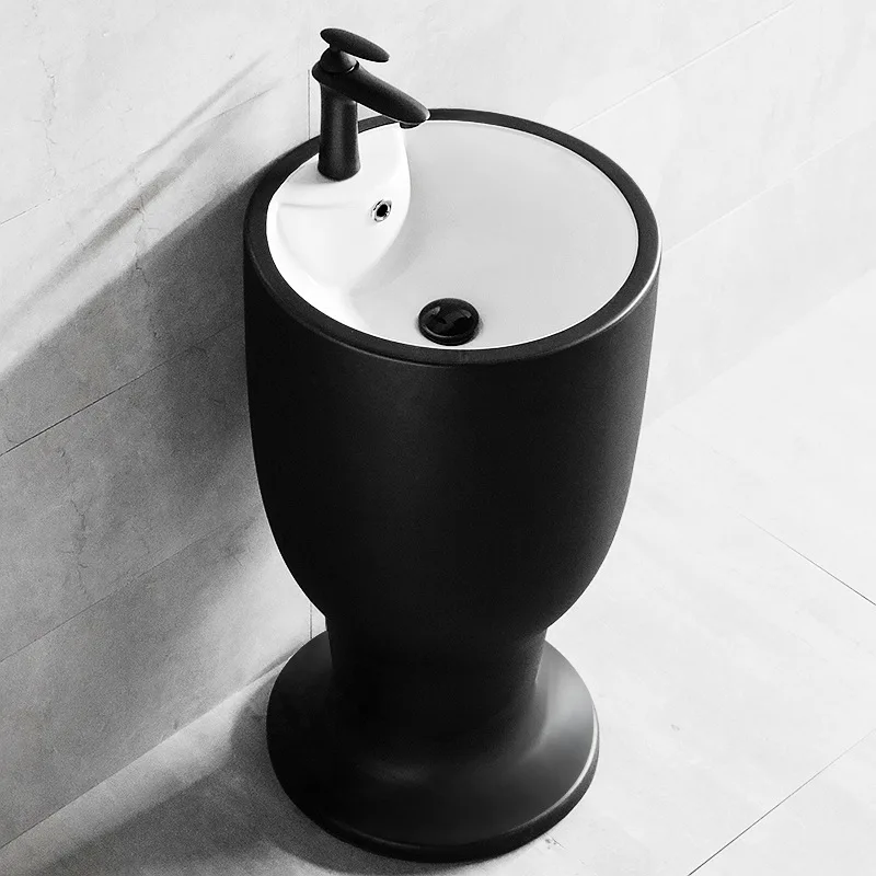 Pillar basin, bathroom, ceramic washbasin, balcony integrated floor-to-ceiling small wash basin