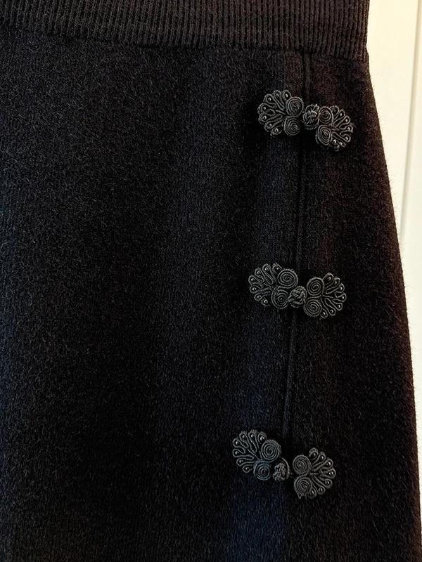 جديد الصينية Sle عالية الخصر الدانتيل لصق طويل محبوك f تنورة حجم كبير المرأة مرونة الخصر التخسيس الخريف Faion