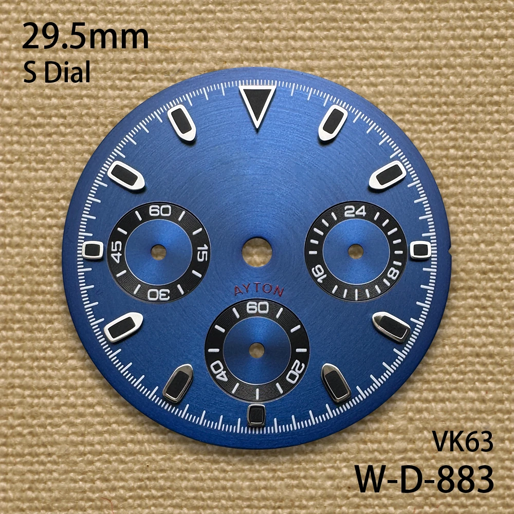 29.5mm DTN Panda S Dial Suitable For VK63 Movement Green Luminous CD Pattern Quality Watch Modification Accessories