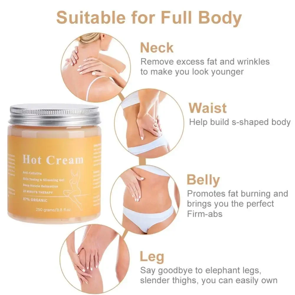 Fat Burner Weight Loss Cream Anti Cellulite Hot Cream Body Massager Gel Slimming Cream Fat Burning Cream Anti-Cellulite 250g