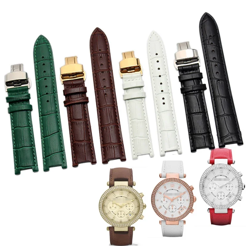 

Genuine Leather Watchband Replacement For MK2277 2425 2290 2281 2280 Strap Concave Interface 20*12mm Red Blue Men Women Bracelet