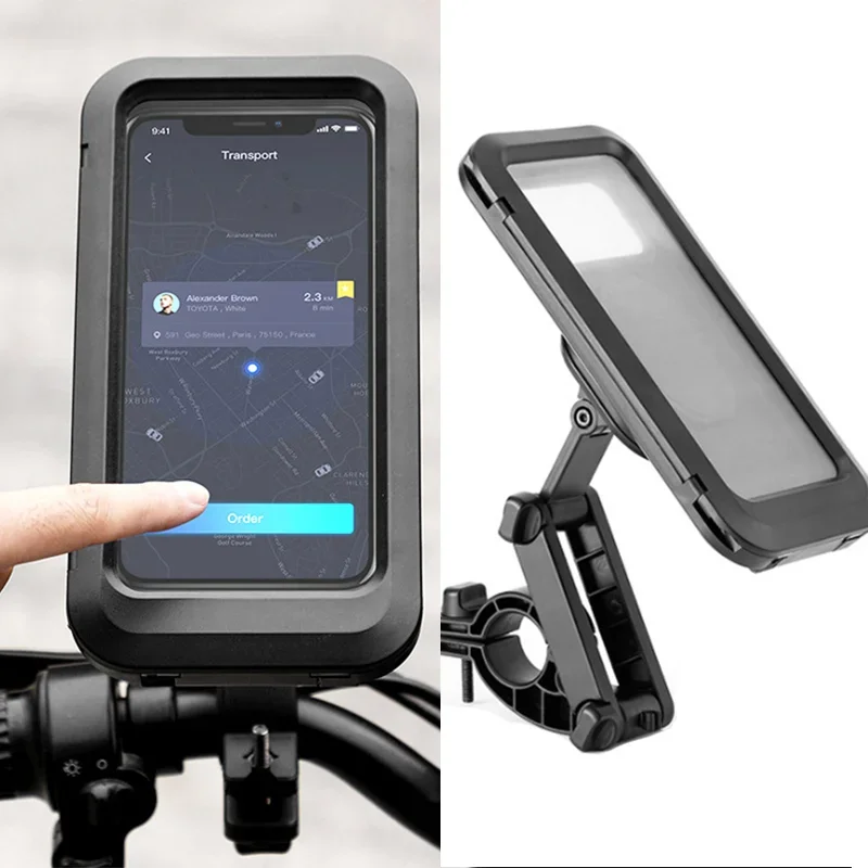 オートバイ用の調整可能な携帯電話ホルダー、ユニバーサル携帯電話ホルダー、GPS 360 ° 防水サポート、自転車スイベル