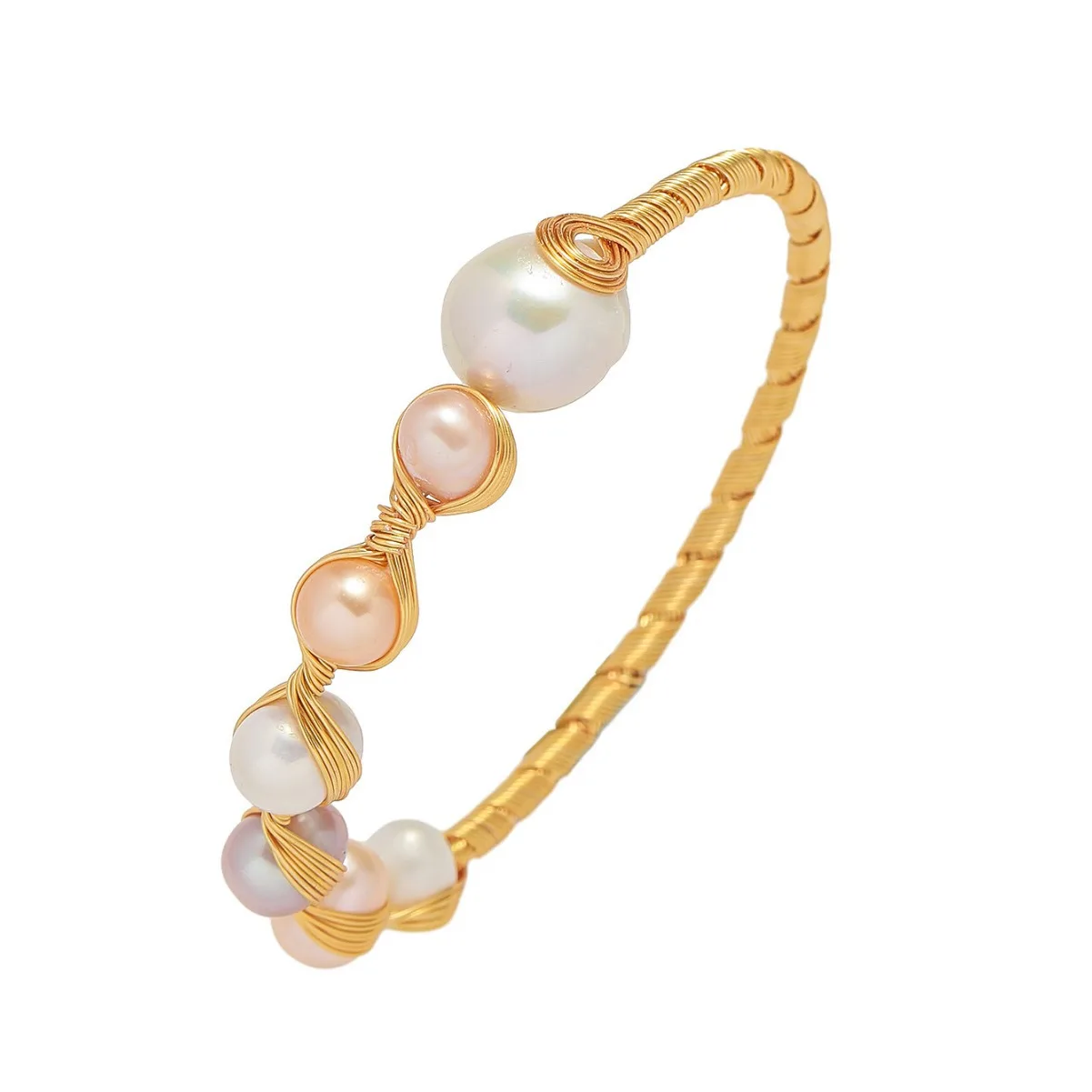 

New Arrival Natural Freshwater Pearl 14K Gold Filled Female Charm Twisted Bracelet Jewelry For Women Birthday Gifts No Fade