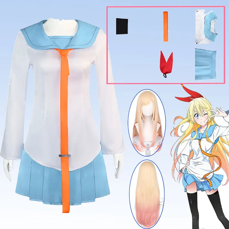

Amine Nisekoi Cosplay Kirisaki Chitoge Cosplay Costume Onodera Kosaki School Uniform Halloween Party Play Outfit for Girl Woman