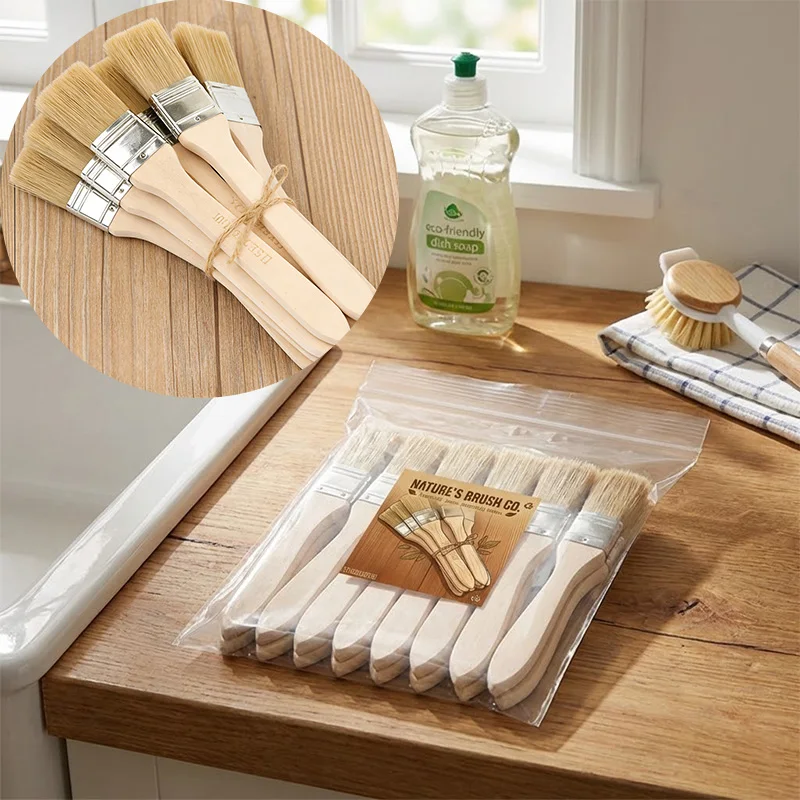 10-teiliges Pinselset mit Holzgriff, Reinigungsbürste, Kleber- und Staubpinsel, Wandmalerei-Werkzeug, Mehrzweck-Naturborstenpinsel