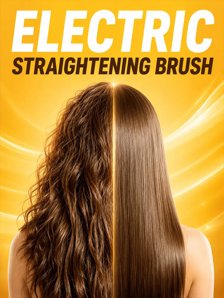 Hair straightening brush with smart display is rechargeable. Can be used at home or while traveling