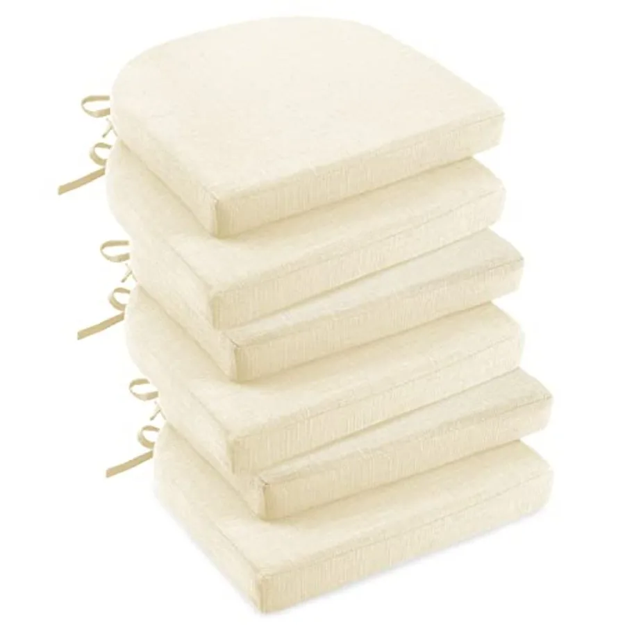 

Indoor Chair Cushions for Dining Chairs Foam Kitchen Chair Pads with Ties and Non-Slip Backing 16 x 16 x 2 Beige 6 Pack