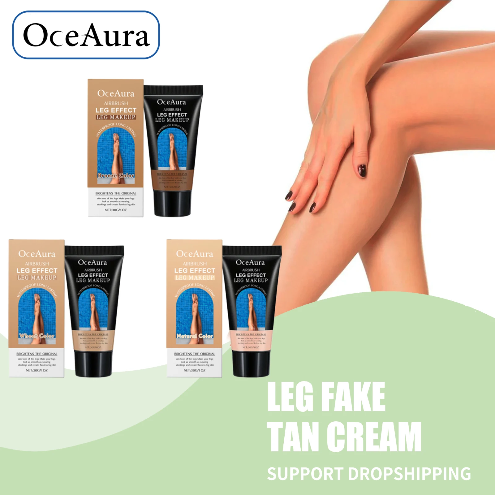 Waterproof Leg Makeup Concealer Cover Varicose Veins Growth Mark Scar Deepen Skin Color Natural Fake Tan Liquid Foundation Cream