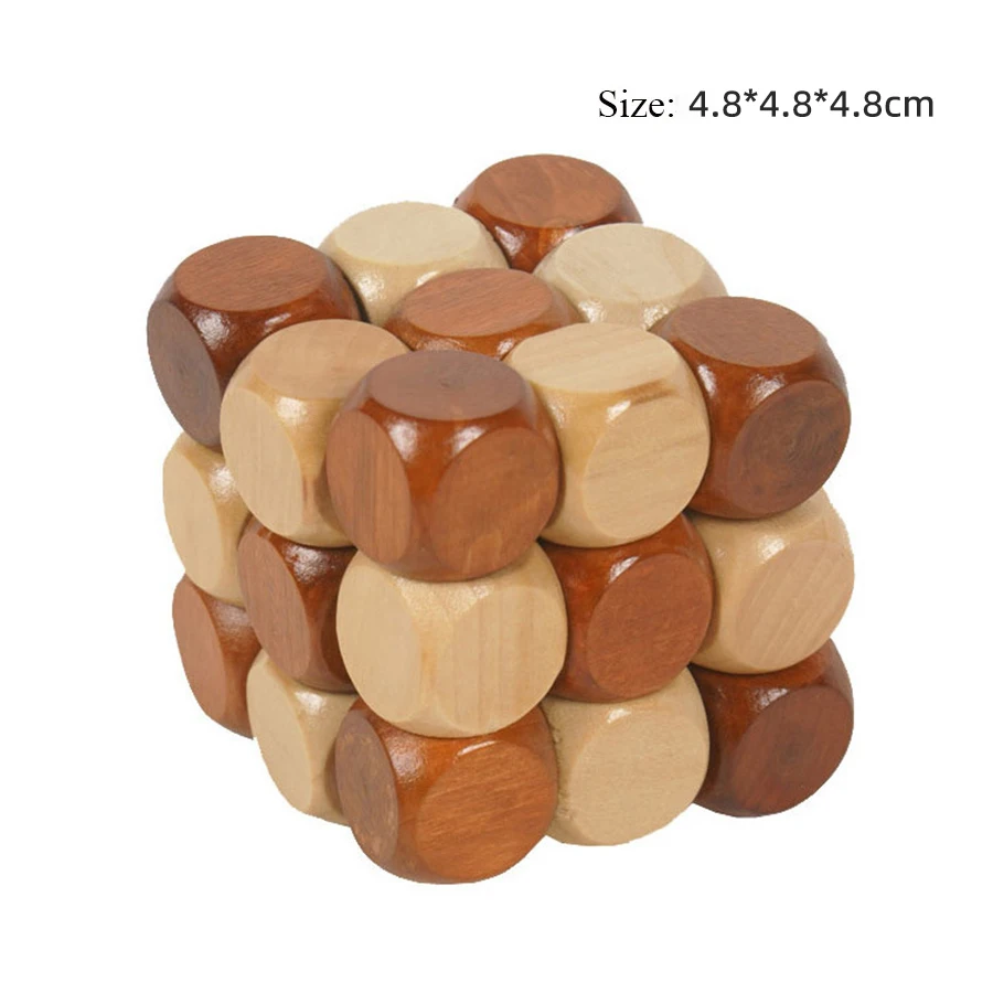 Small Lu Ban Lock IQ Brain Teaser Educational Toy for Kids Children Wooden Kong Ming Unlock Toys Adult Montessori 3D Puzzle Game