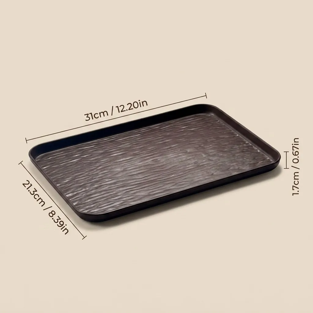 Kunststof decoratieve dienbladen, antislip, voor het serveren van eten, thee en koffie, stapelbaar, keukenopbergorganizer, ontbijtdienbladen met verhoogde rand, PP