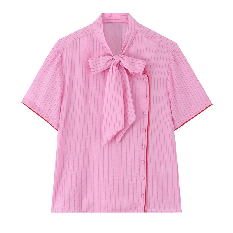 Guobioziy 2026 – Nouveau haut à rayures avec nœud papillon pour femme : Tendance, polyvalent, élégant, gracieux, décontracté et confortable