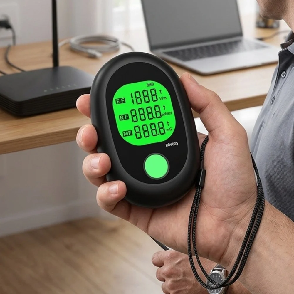 Electric Field Monitor EMF Meter Rechargeable USB Port Color Backlight Screen Compact Portable Design Digital Display Readout