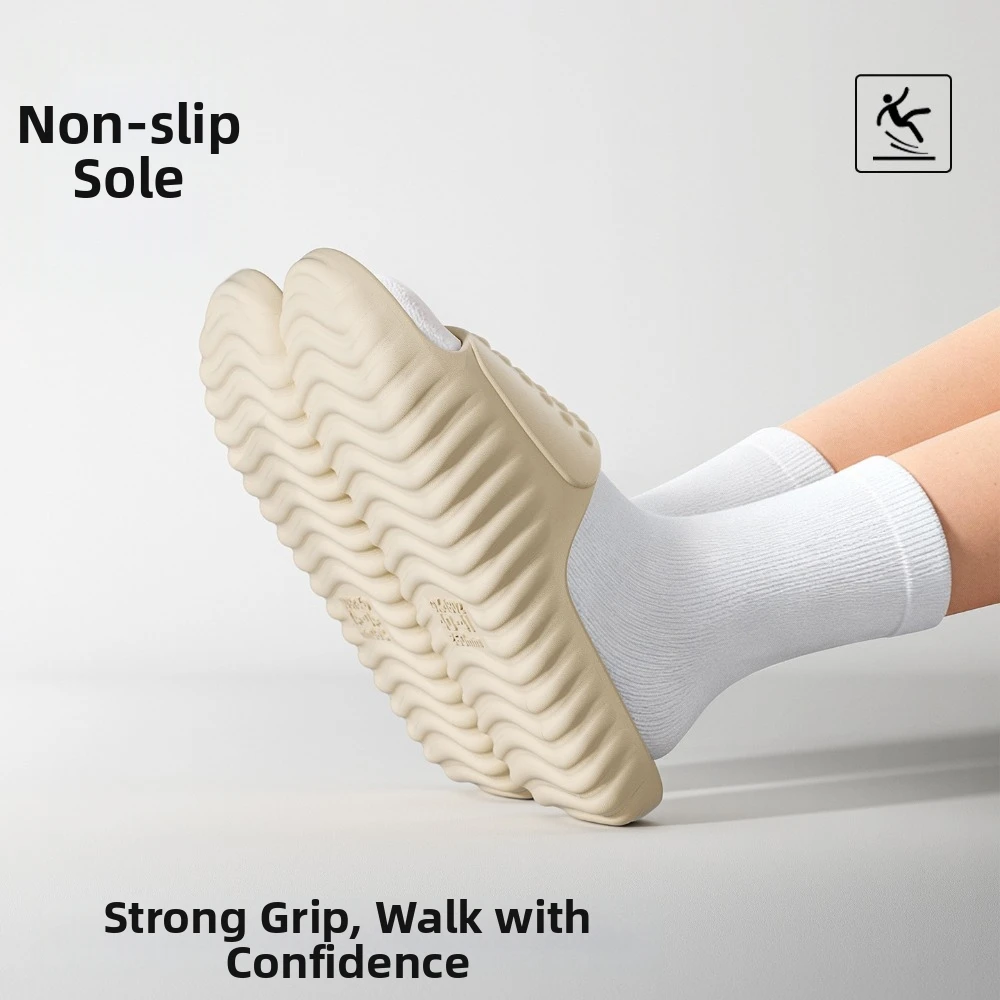 

Anti Slip Thick Soled Slippers Massage Platform Solid Color Slides Sandals Soft Simple Fashion Outer Wear Shoes Couple