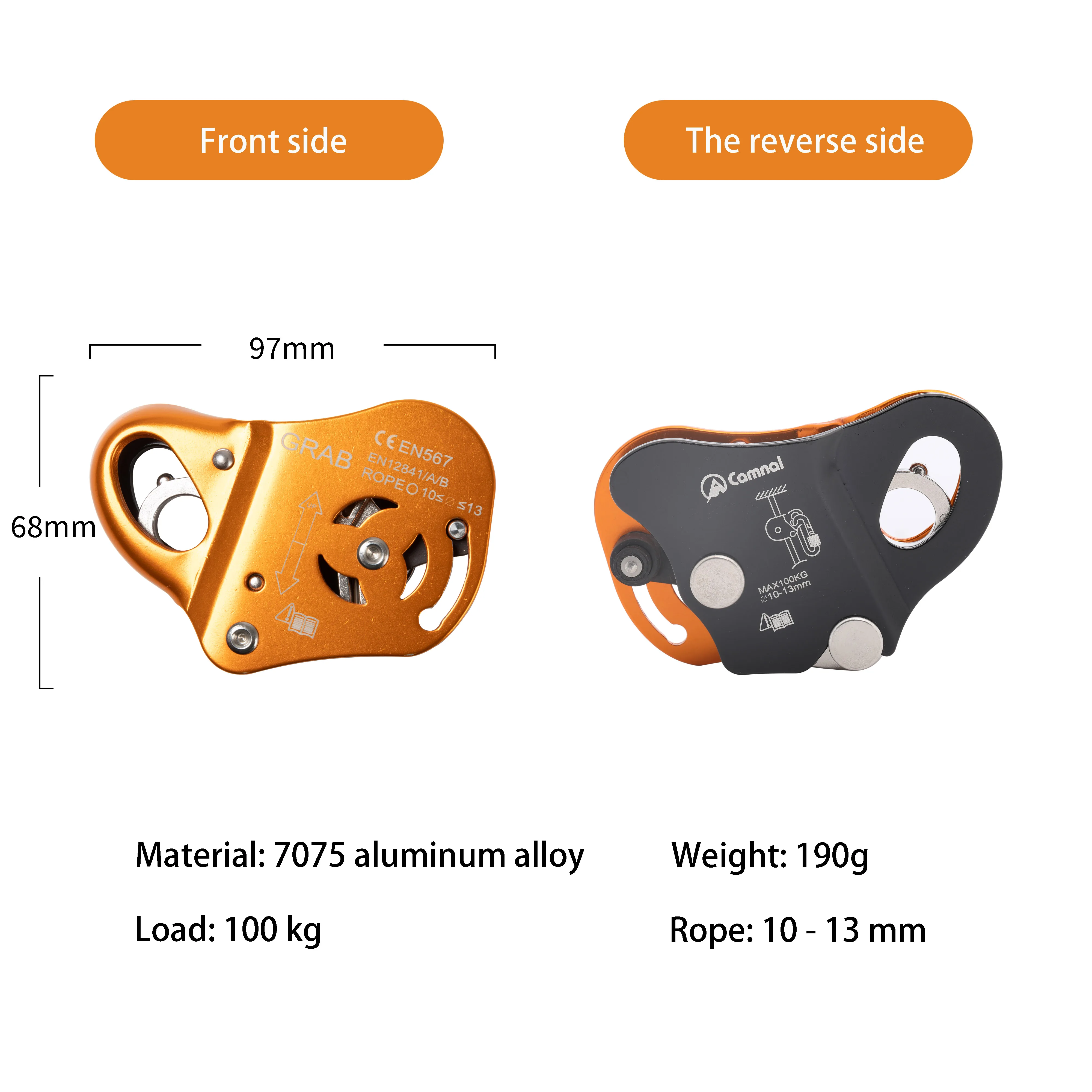 Climbing Ascending & Descent Rope Clamp Auto-Locking Anti-Fall Protective Equipment Removable Safety Gear