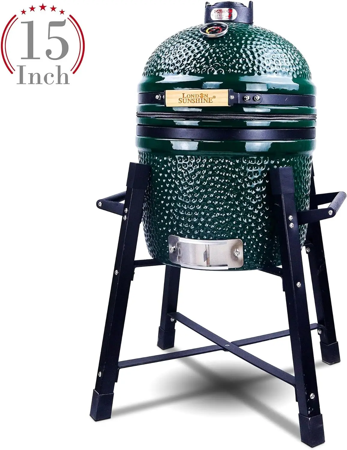 Griglia e affumicatore per barbecue a carbone Kamado in ceramica, griglie in acciaio inossidabile -15" in ceramica con supporto alto