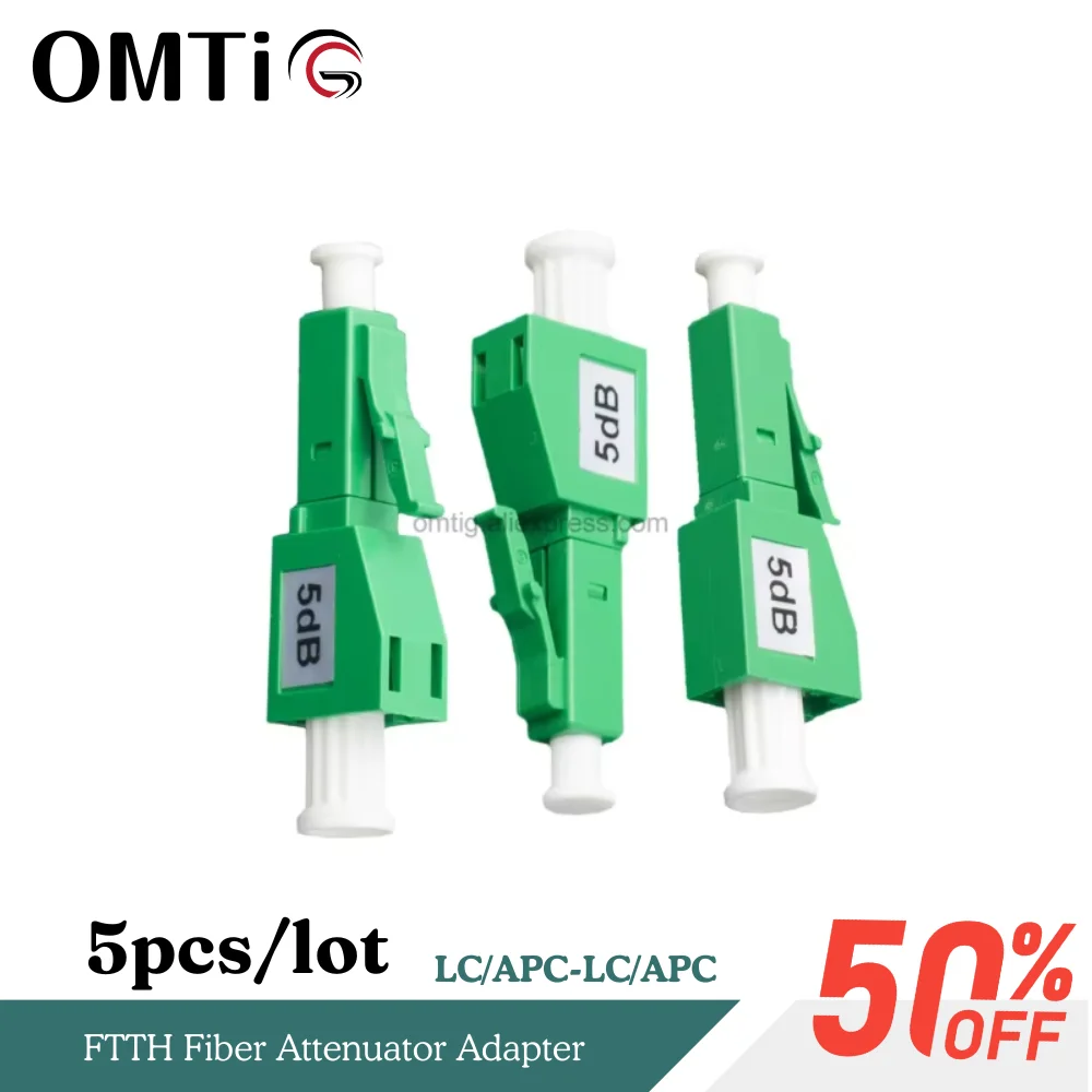 5Pcs LC/APC Single Mode Male-Female Plug-in Fixed Fiber Optic Attenuator Plastic Male Fiber Attenuator Adapter FTTH