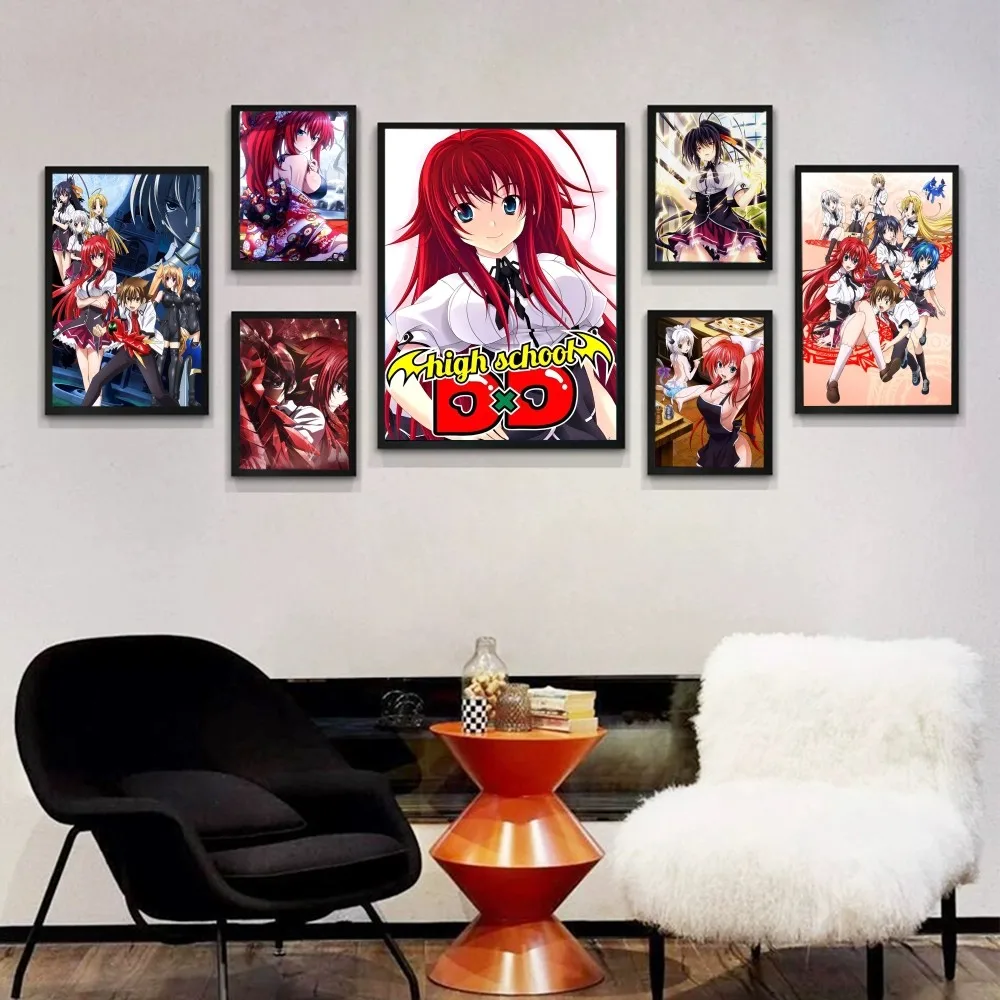 High School DxD  Poster Anime Posters Sticky Whitepaper Sticker DIY Room Bar Cafe Kawaii Room Decor