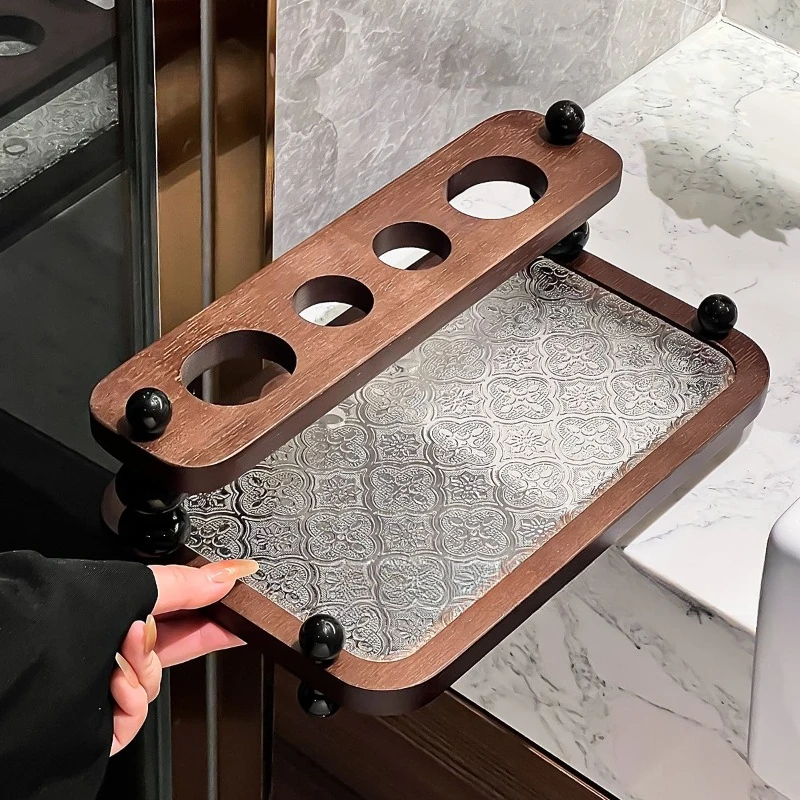 

Toothbrush Holder Household Bathroom Rack Wooden Toothpaste Holder Bathroom Organizers Accessories Wooden Comb Home Supplies