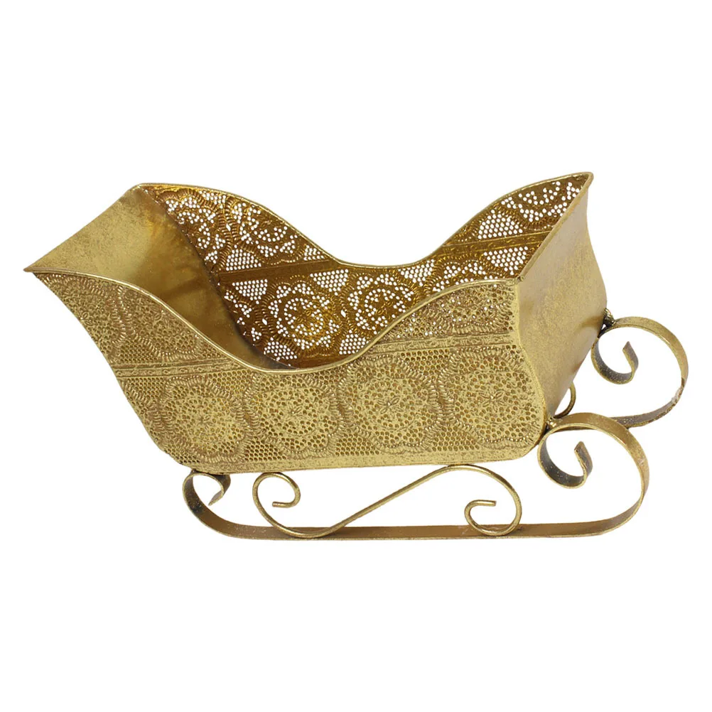 

Christmas Sleigh Metal Classic Vintage Santa Sleigh Candy Bowl Holder Tabletop Christmas Fireplace Decoration Candy Platters