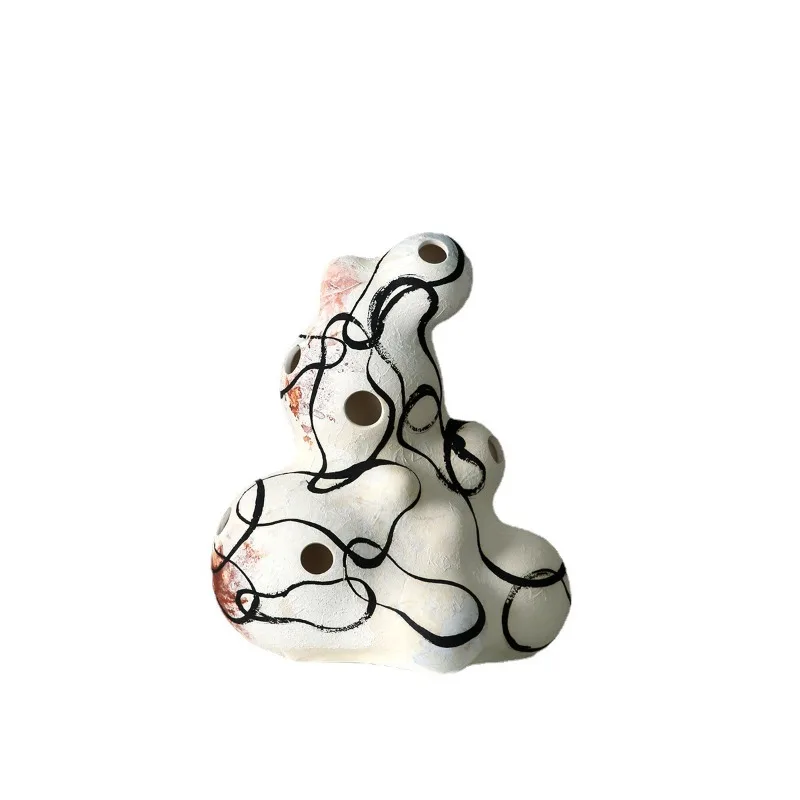 Ceramic handmade sculpture freehand retro nostalgic hand-painted B & B hotel wabi sandy wind zen ornaments coarse pottery