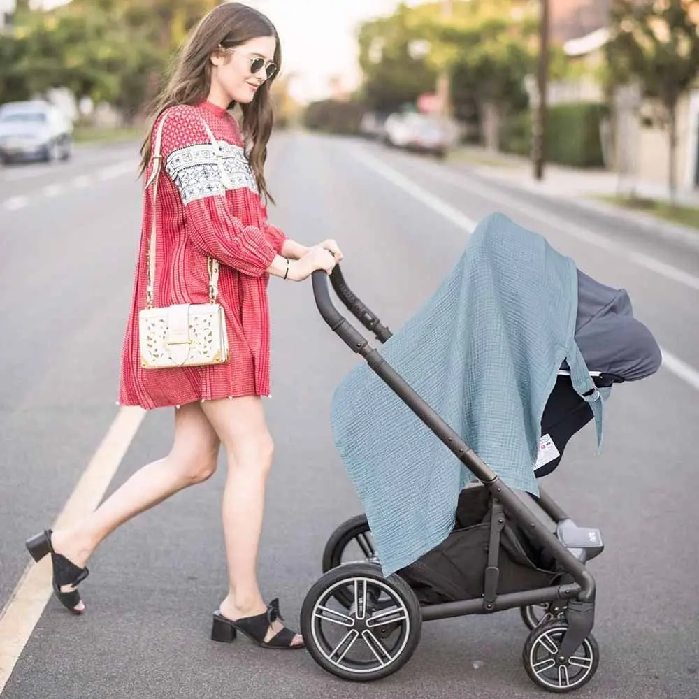 Breathable Cotton Breastfeeding Towel With Pockets Adjustable Strap Nursing Cover Solid Color Nursing Cloak Breastfeeding Shawl