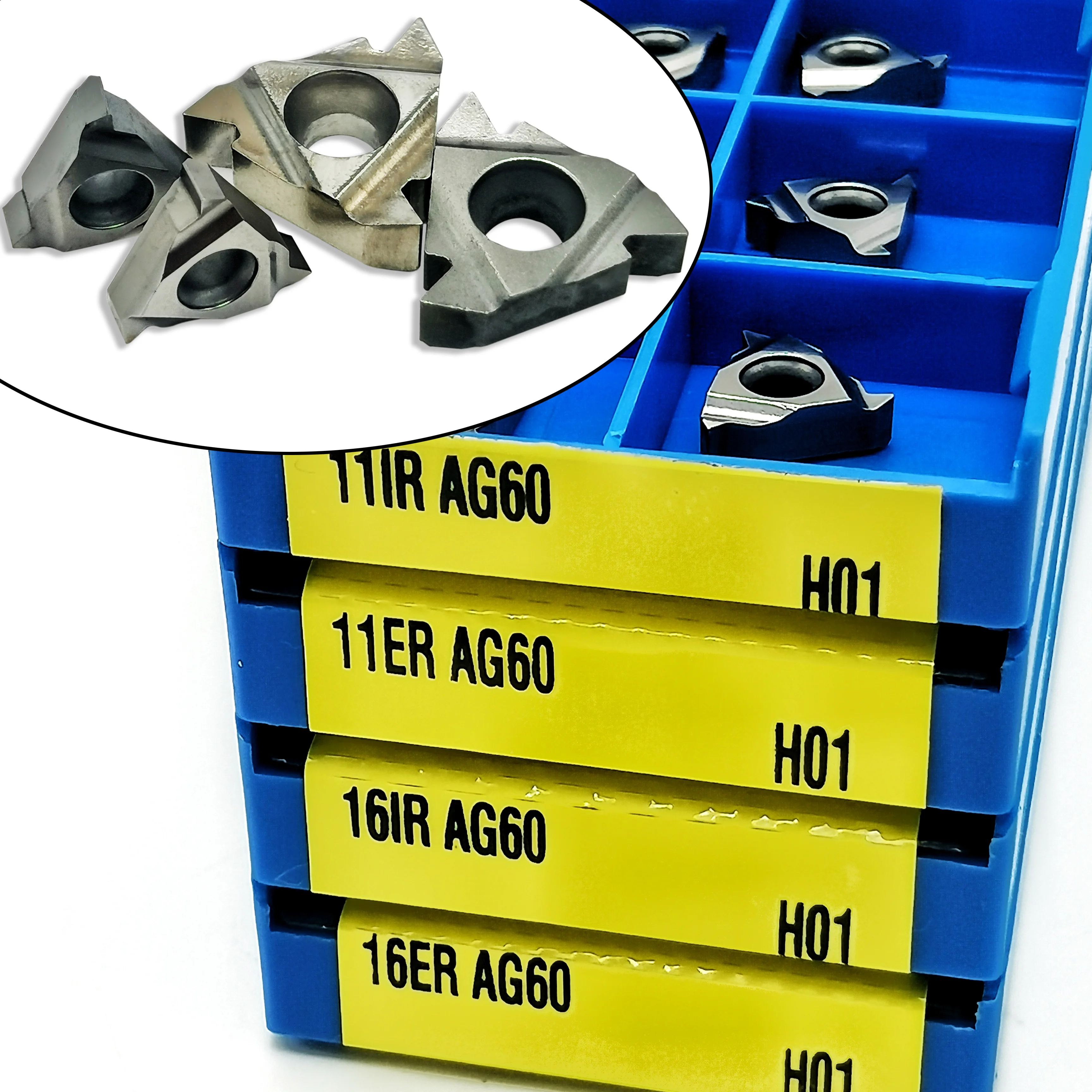 

16ER AG60 H01 16IR 11ER 11IR AG60 H01 Carbide inserts Thread turning tools Lathe tools CNC tools Thread inserts Turning inserts