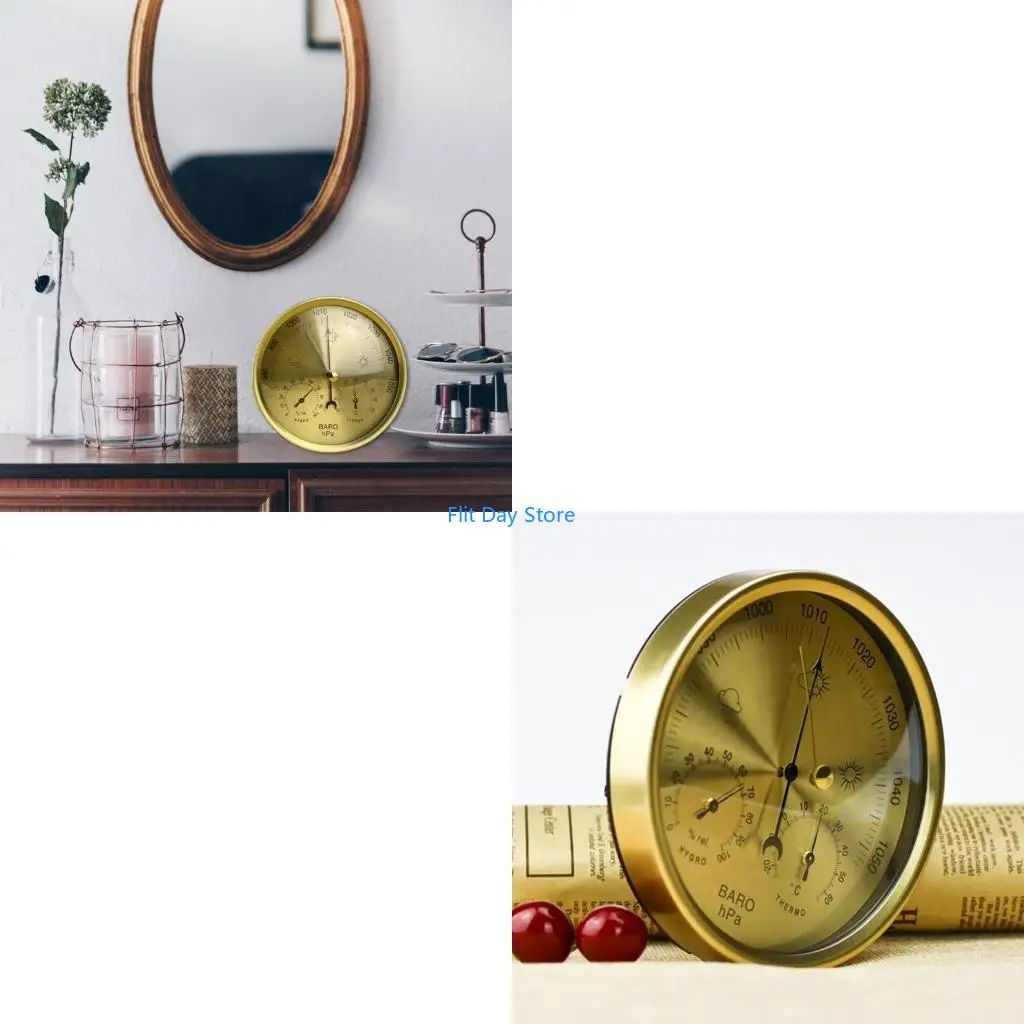 

F92C Металлический барометр 3 в 1 Метеостанция для внутреннего и наружного использования Барометр