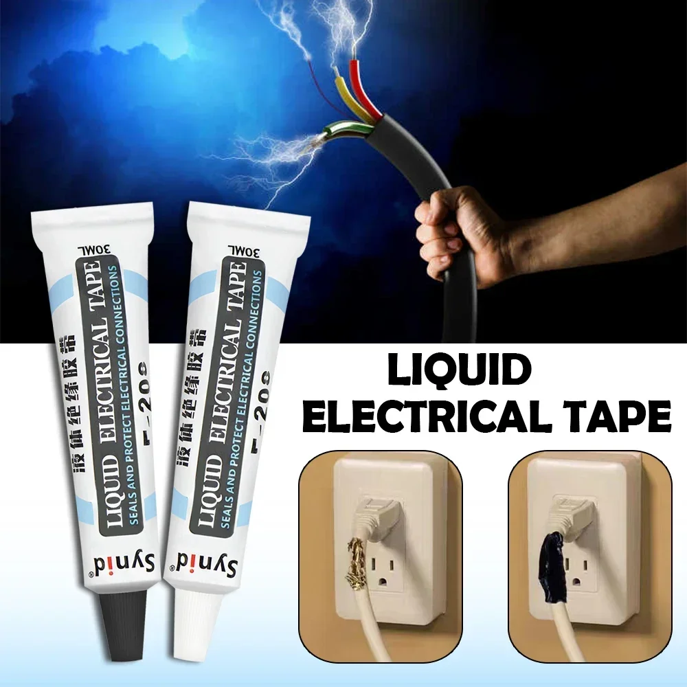 2 Kinds Types Liquid Insulation Electrical Tape Silicone 1 Oz Anti-UV Paste Tube Fast Dry Waterproof Temperature Resistant 30ML