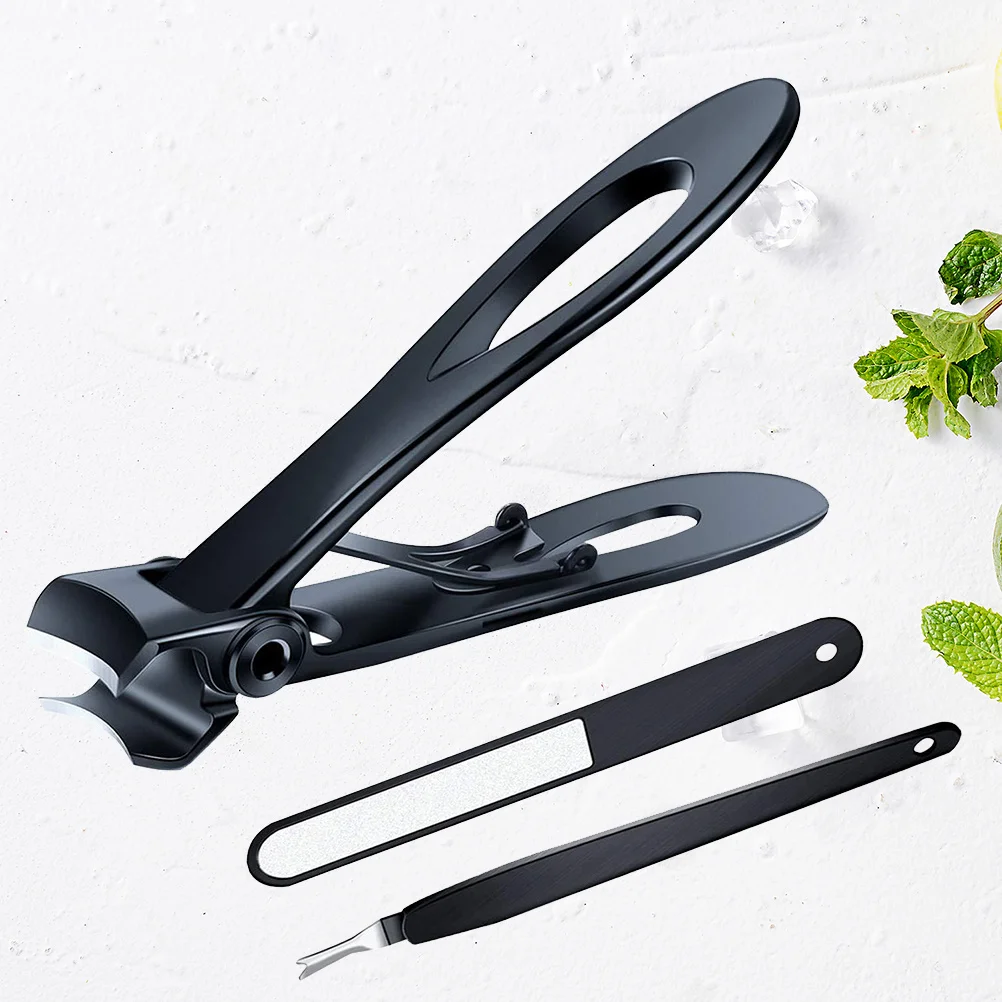 3개입 스테인리스 스틸 손톱깎이 세트 넓은 입구 녹 방지 손톱 정리 도구 매니큐어 페디큐어 그루밍 키트 여행용