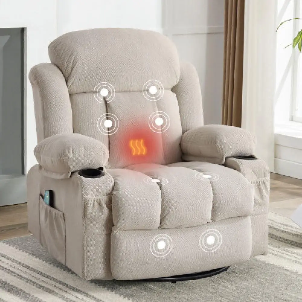 Heated Massage Recliner – Durable Adjustable Lounge Chair with Vibration Options, Ergonomic Design & Convenient Cup