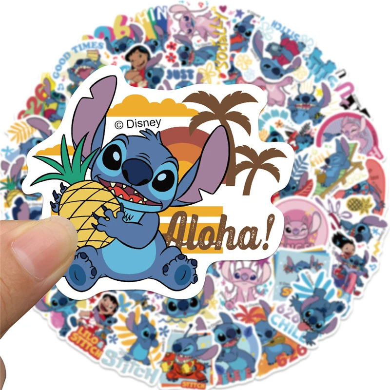 50pcs Cartoon Lilo & Stitch Movies Sticker Waterproof For Laptop Skateboard Suitcase Guitar Furniture Decal DIY Toy Sticker