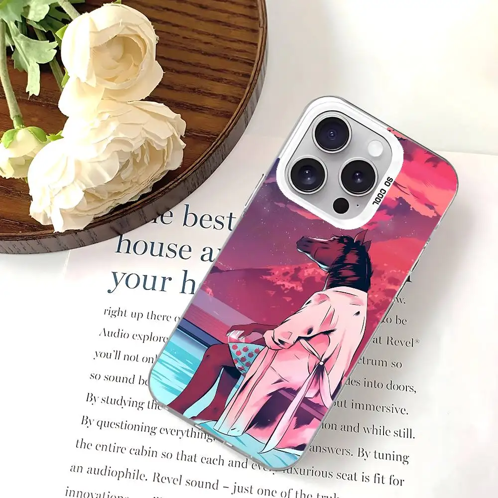 حافظة هاتف كارتون B-BoJack H-Horseman أنيقة فضية مضادة للصدمات لهاتف آيفون 17,16,15,14,13,12,11 Pro Max,X,XS,XR,7,8 Plus #5