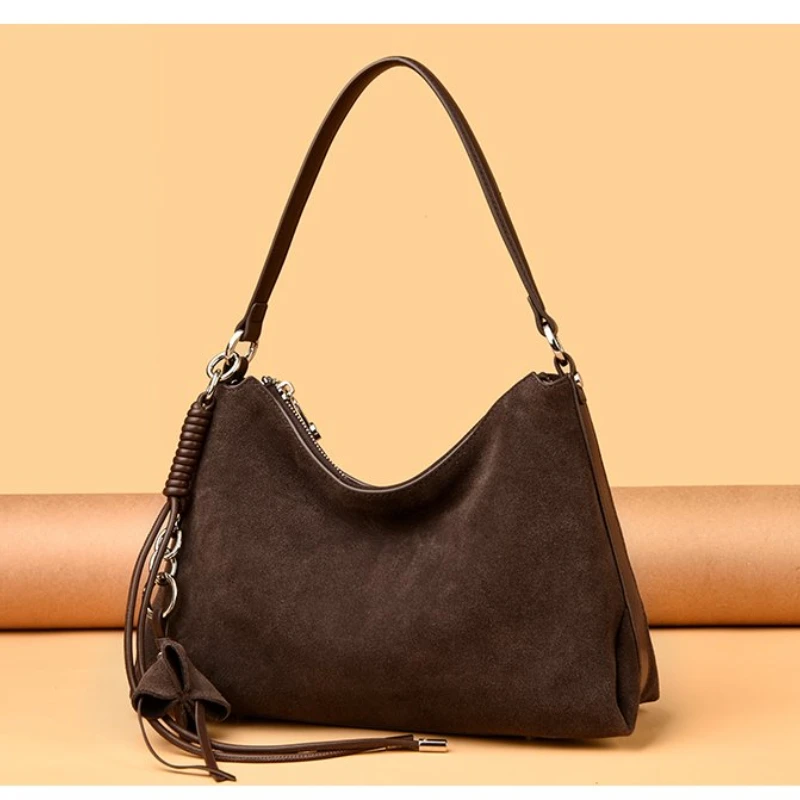 2026 Fall Winter genuine leather large capacity minimalist tote bag women Frosted leather luxury Crossbody bag handbag shoulder