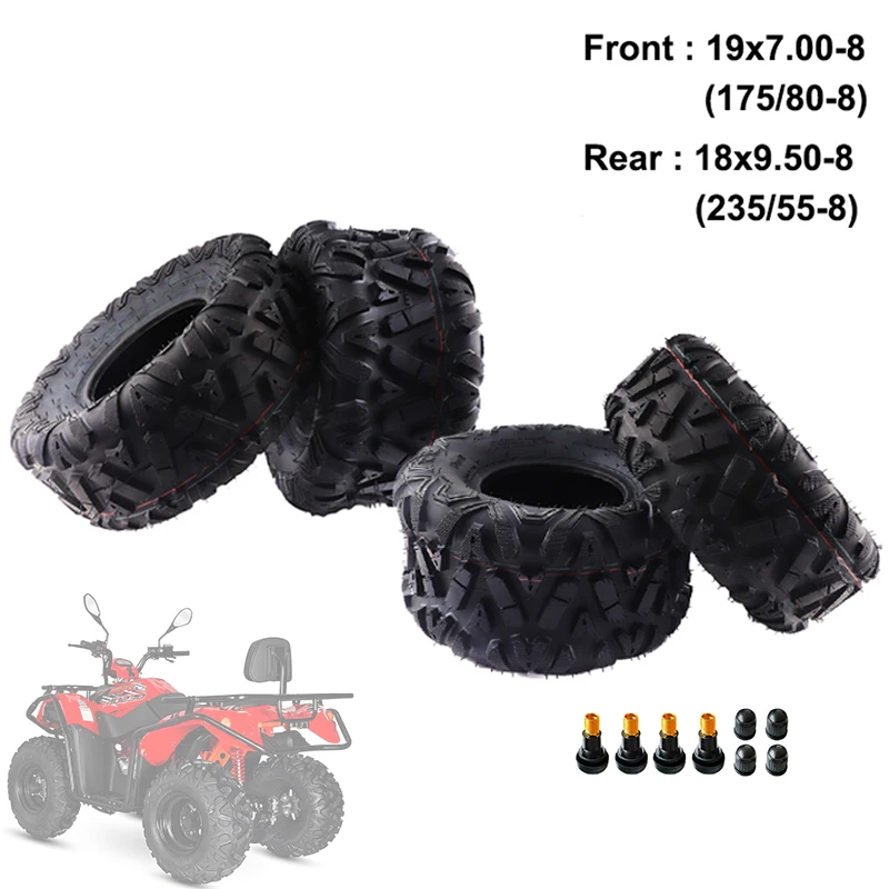 

1 Set 8" Off-road Tubeless Tires Front 19x7.00-8 Rear 18x9.50-8 Tyre For ATV Go Kart UTV Buggy Utility Cart Quad Bike
