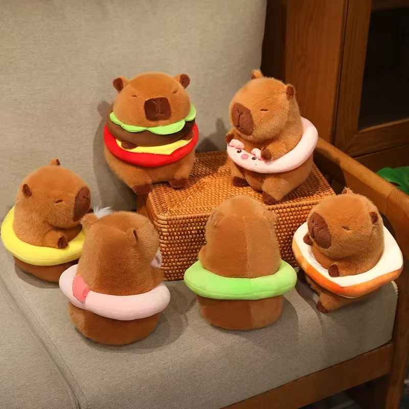 Kawaii Cartoon Plush Toy Cute Swimming Ring Capybara Soft Fill Decompression Accompany Doll Throw Doll Birthday Holiday Gift