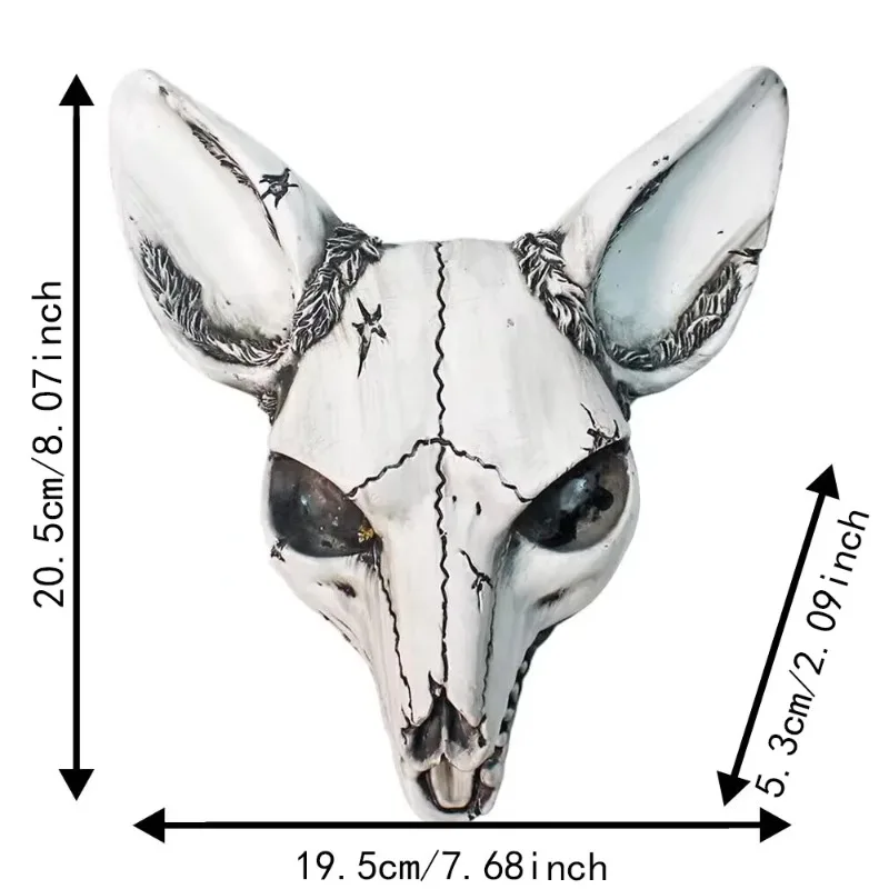 Stereo Fox Skull Wall Hanging - 20CM Halloween 3D Resin Art Craft Statue Decorative Ornament for Home Bar Window