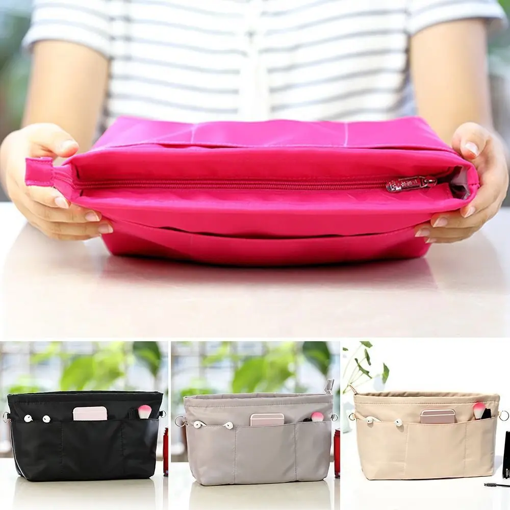 

1Pcs Felt Insert Cosmetic Bag Durable Portable with Zipped Top Linner Bag Storage Bags Multi-Pocket Handbag Organizer Women