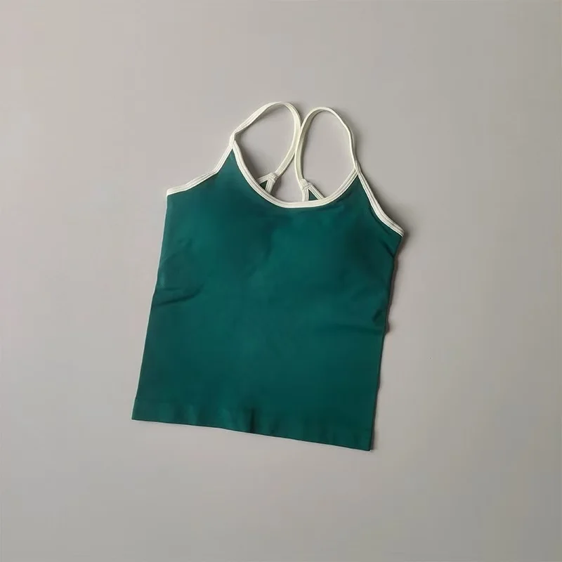 قميص بدون أكمام مثير بدون أكمام مع أكواب مبطنة، ملابس خارجية سريعة الجفاف للجري والرياضة واللياقة البدنية وحمالة صدر نسائية لليوجا #5