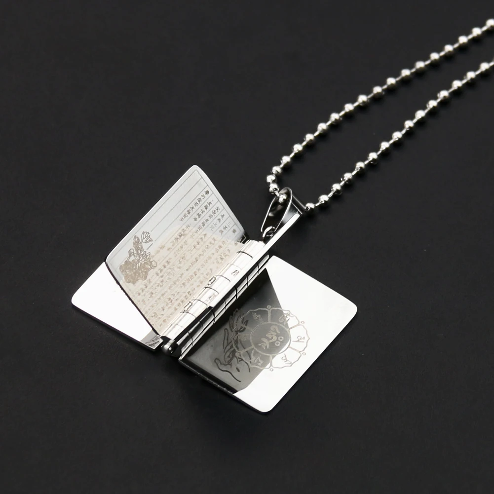 316 Stainless Steel Religious Heart Sutra Necklace Guanyin Lotus Book Pendant DIY Buddhist Prayer Woman Man Jewelry Accessories