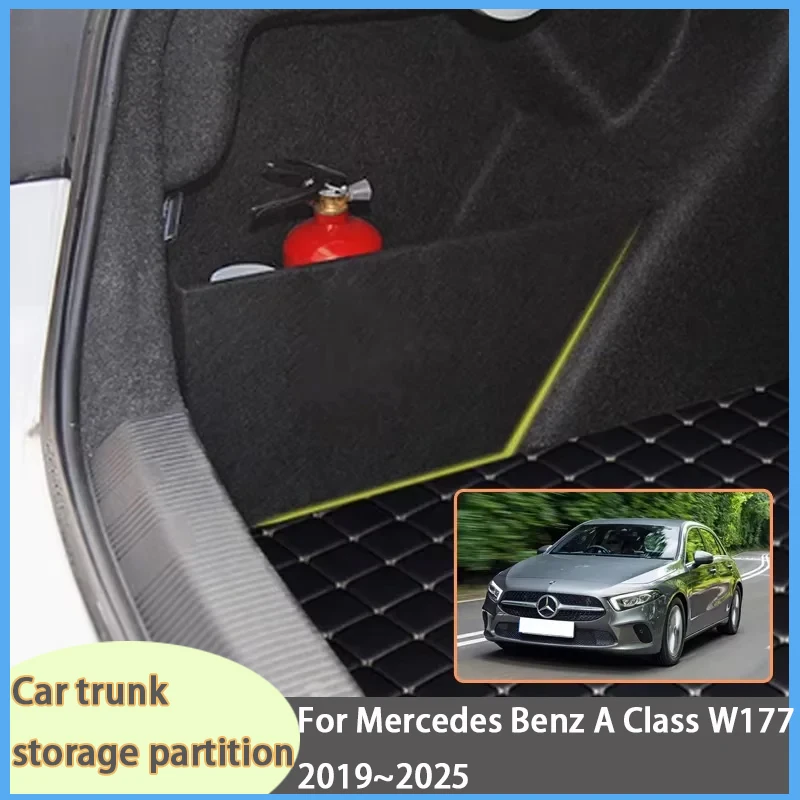 

For Mercedes Benz A Class W177 2019~2025 Car Organizer Trunk Side Partition Trunk Interior Storage Box Parts