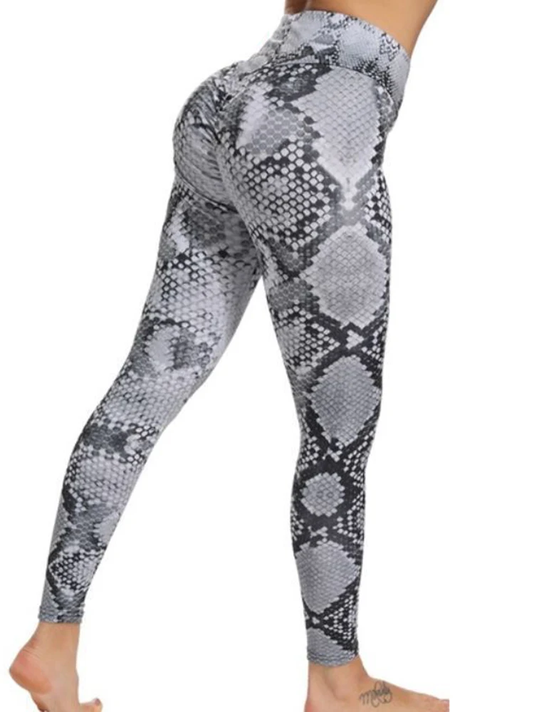 Summer Snake Printed Leggings Fashion High Waist Pants Push Up Fitness Tights Women Gym Yoga Running Trousers